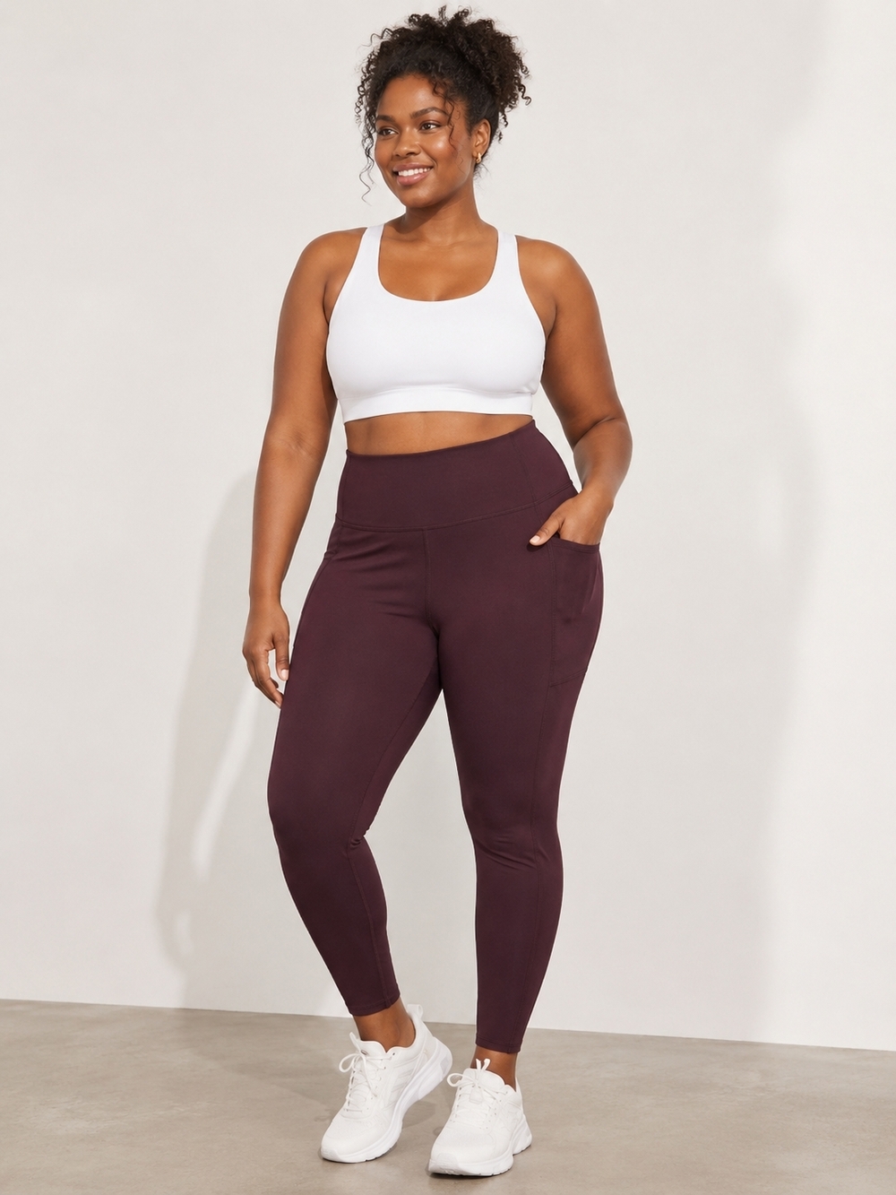 Danskin High-Waist Pocket Leggings in Deep Plum